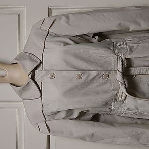 Vintage 1970's Pleated Puff Sleeve Chest Tie Waist Hooded Long Maxi Trench Coat